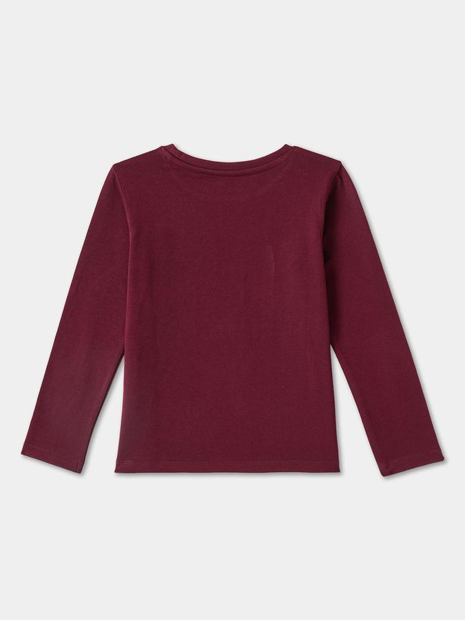 Girls Cotton Blend Regular Fit Crew Neck Graphic T-shirt