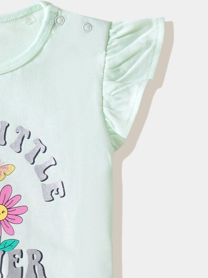 Girls Cotton Regular Fit Crew Neck Graphic T-shirt