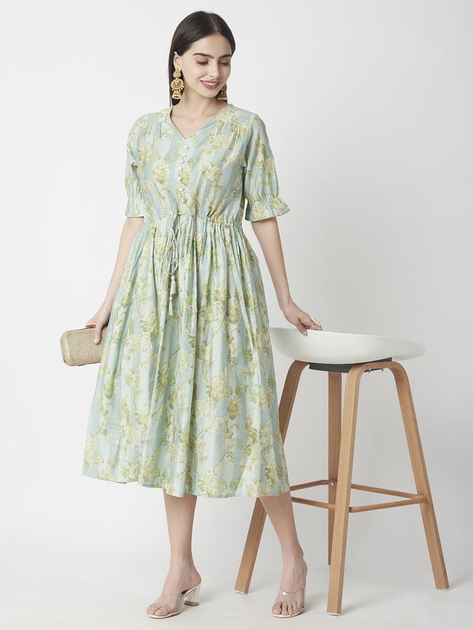 Women Polyester Printed Fit And Flare Ethnic Dress