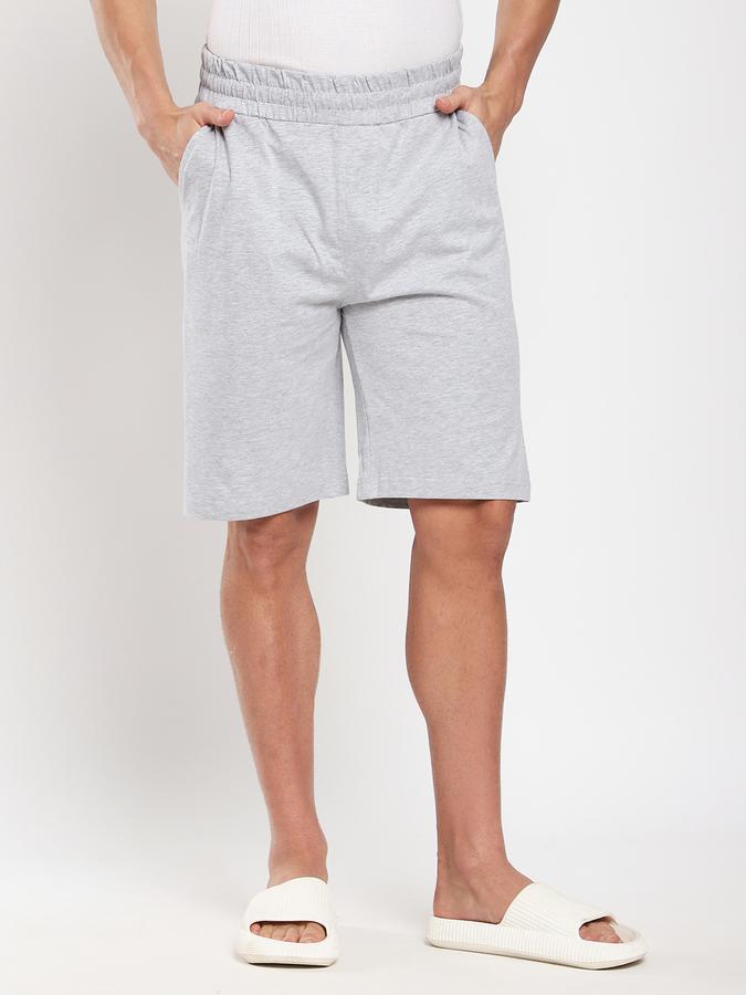 Men Cotton Relaxed Fit Solid Elastic Waist Sleep Shorts