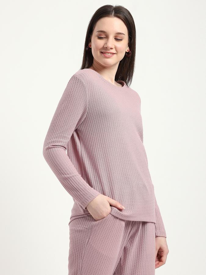 R&B Women Shell Pink Textured Lounge Set