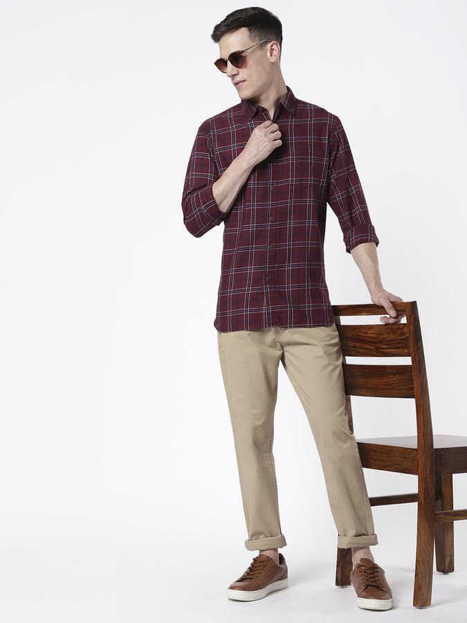 R&B Maroon Men Casual Shirts image number 1