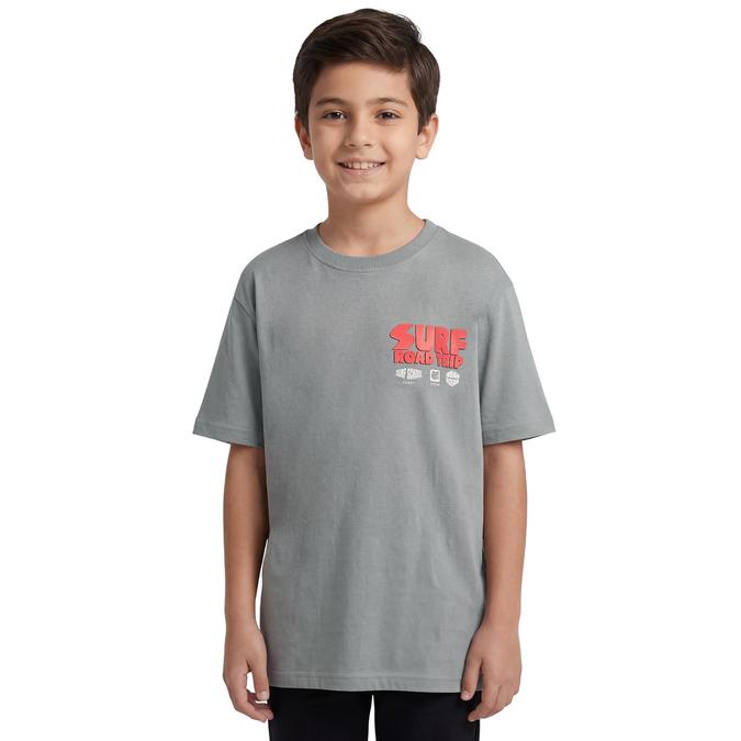 R&B Boy Grey Cotton Printed Round Neck T-Shirt