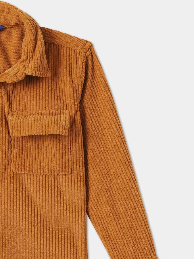 Boys Corduroy Regular Fit Full Sleeve Button-Down Collar Shirt