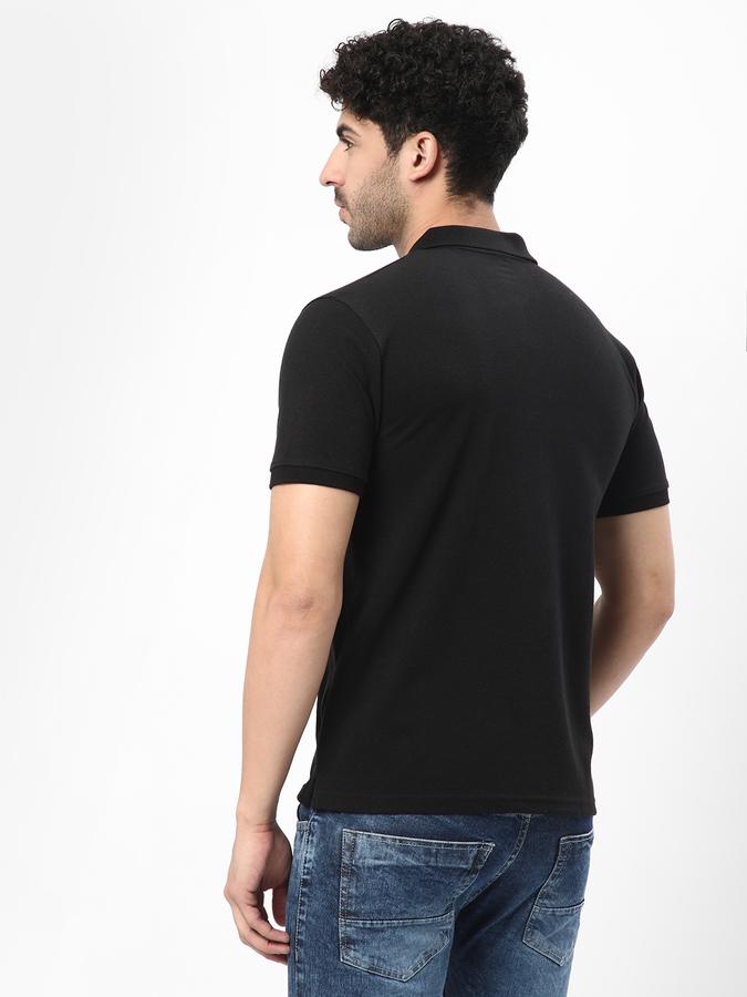 Men Cotton Regular Fit Polo Neck Solid T-shirt