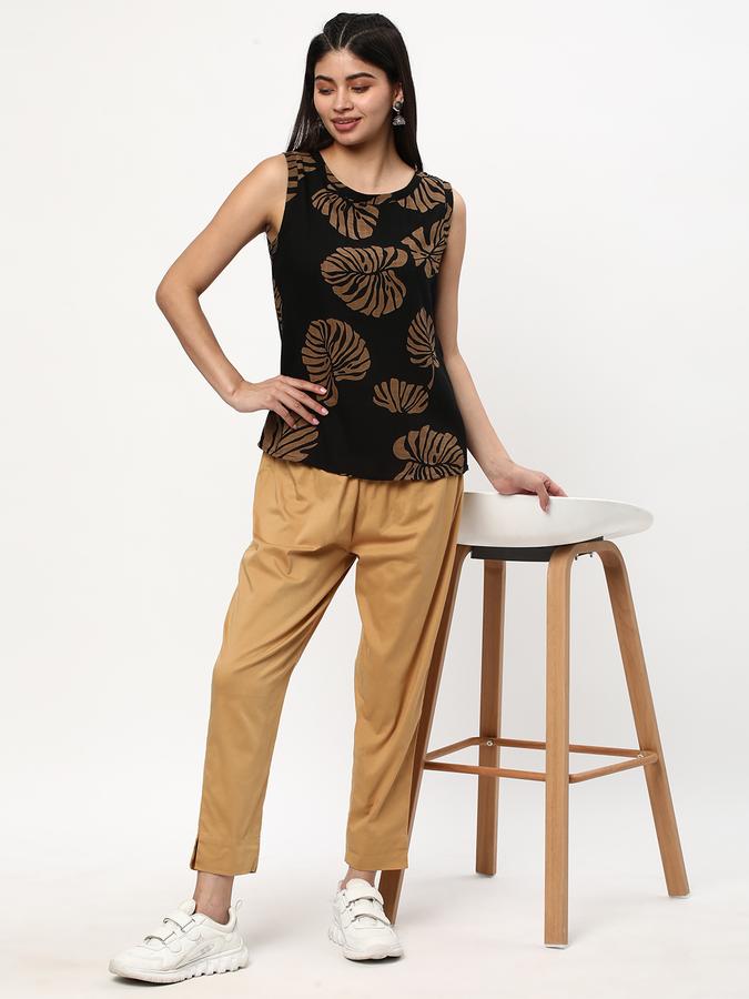 Women Leaf Print Round-Neck Tunic image number 1