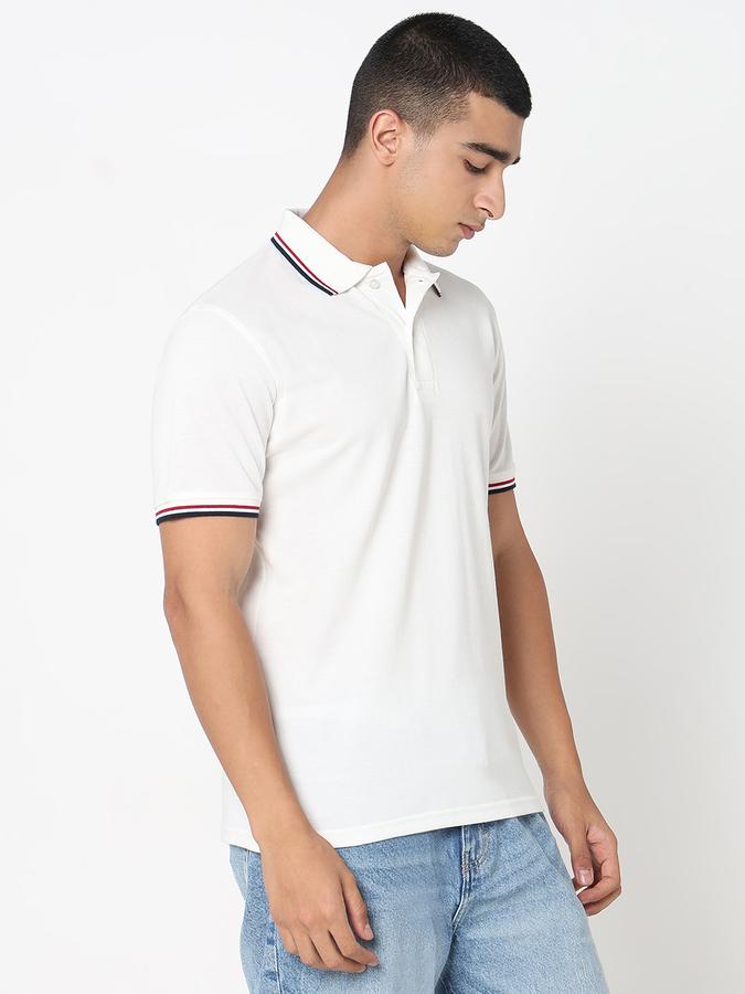 MENS Short Sleeves SOLID POLO WITH TIPPING COLLAR AND CUFF - DRY FIT image number 3