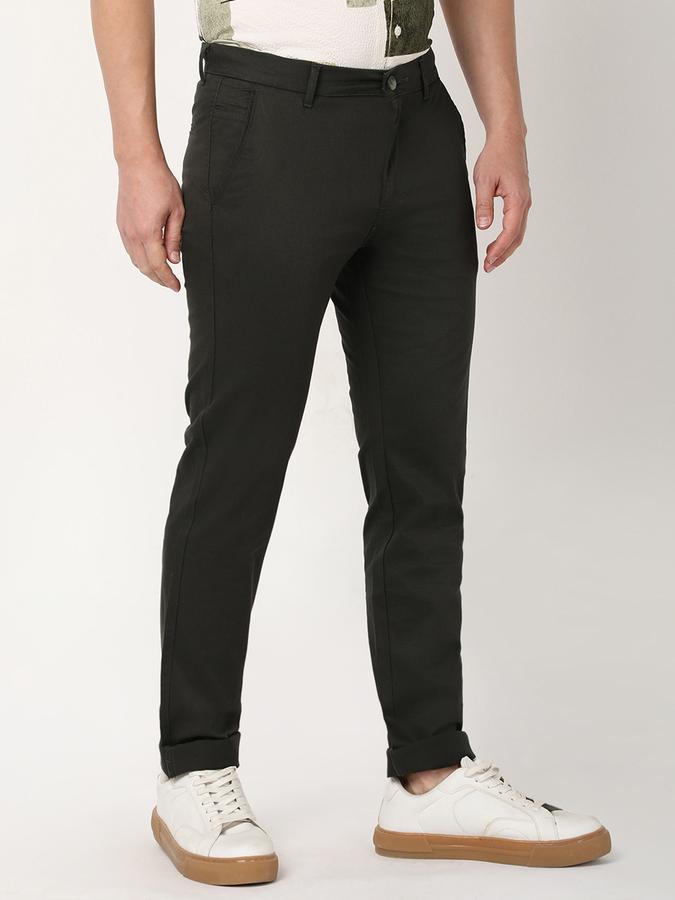 Men Slim Fit Flat-Front Trousers image number 2