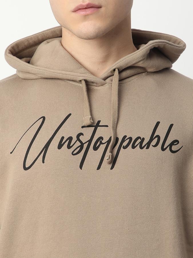 Men Fleece Regular Fit Hooded Graphic Sweatshirt