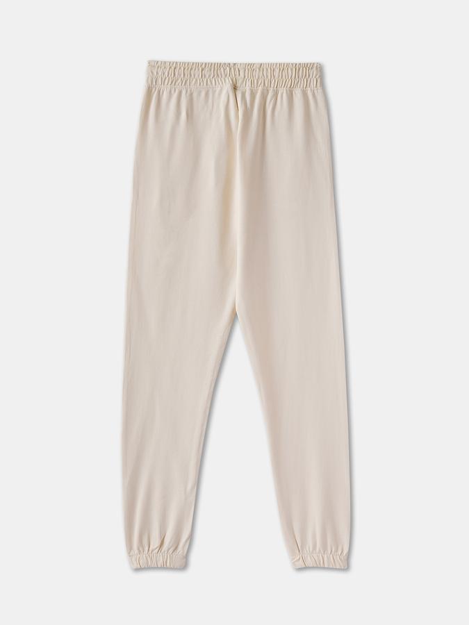 Girls Cotton Regular Fit Drawstring Waist Cuffed Hem Joggers