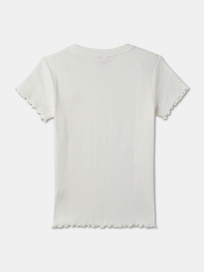 Girls Textured Regular Fit Short Sleeve Crew Neck Top