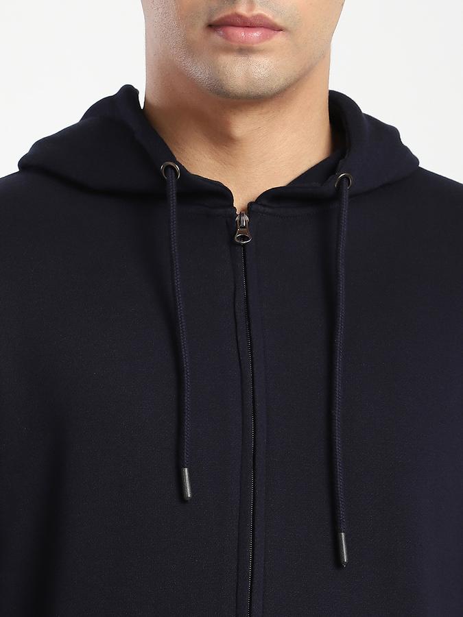 Men Fleece Regular Fit Hooded Jacket