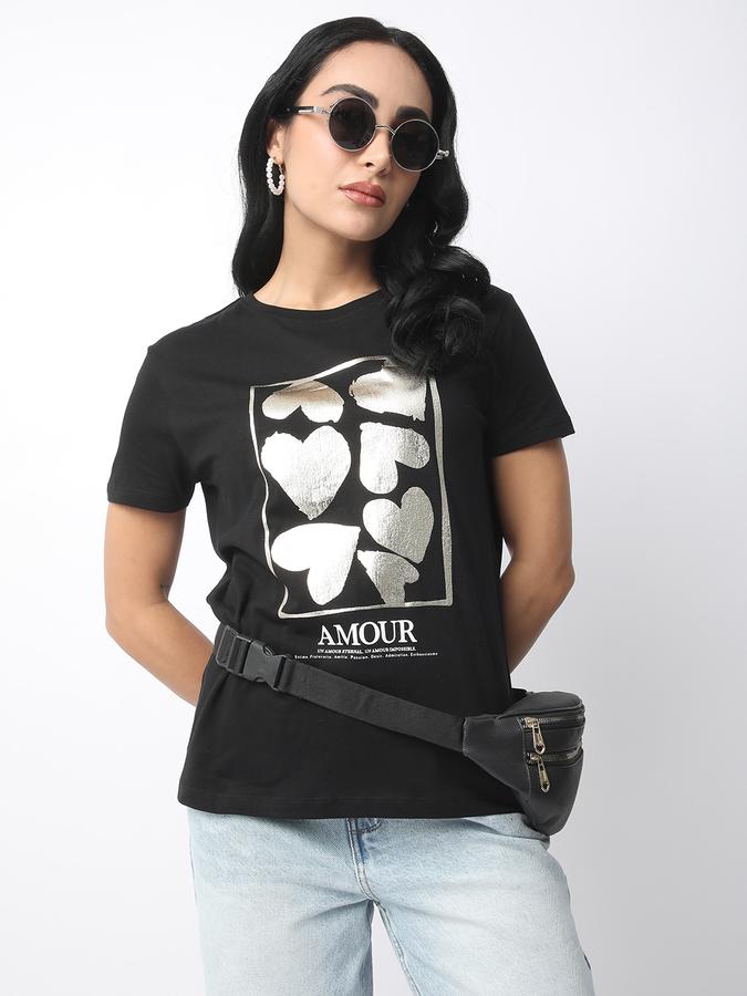 Self Design Women Round Neck T-Shirt image number 0