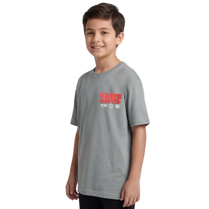 R&B Boy Grey Cotton Printed Round Neck T-Shirt