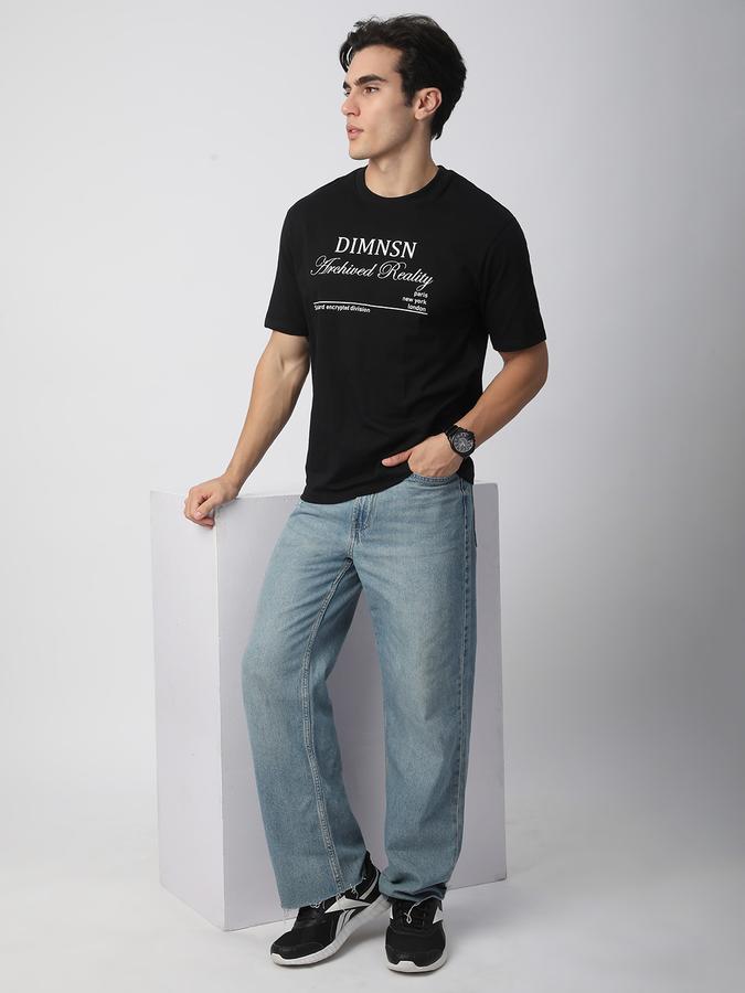 Men Cotton Relaxed Fit Crew Neck Typographic Print T-shirt
