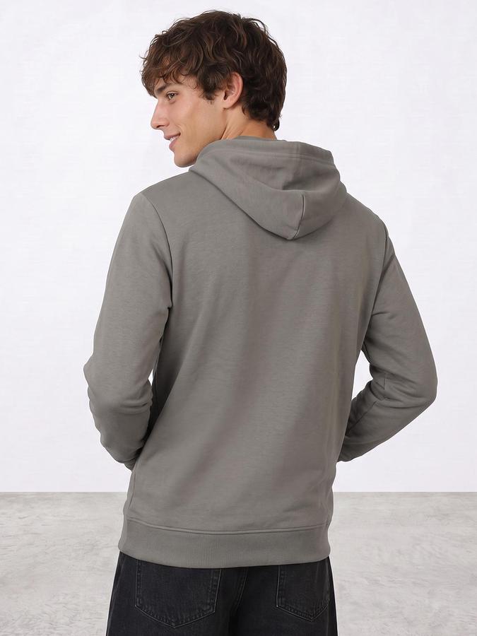R&B Men Light Green Typography Print Hooded Long Sleeves Sweatshirt