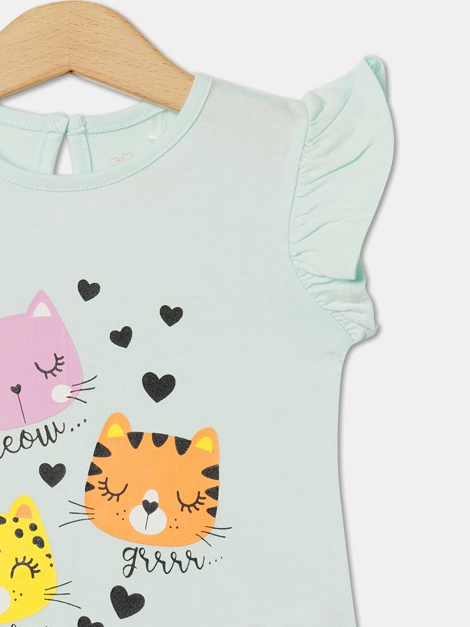 Girls Cotton Regular Fit Crew Neck Solid T-shirt