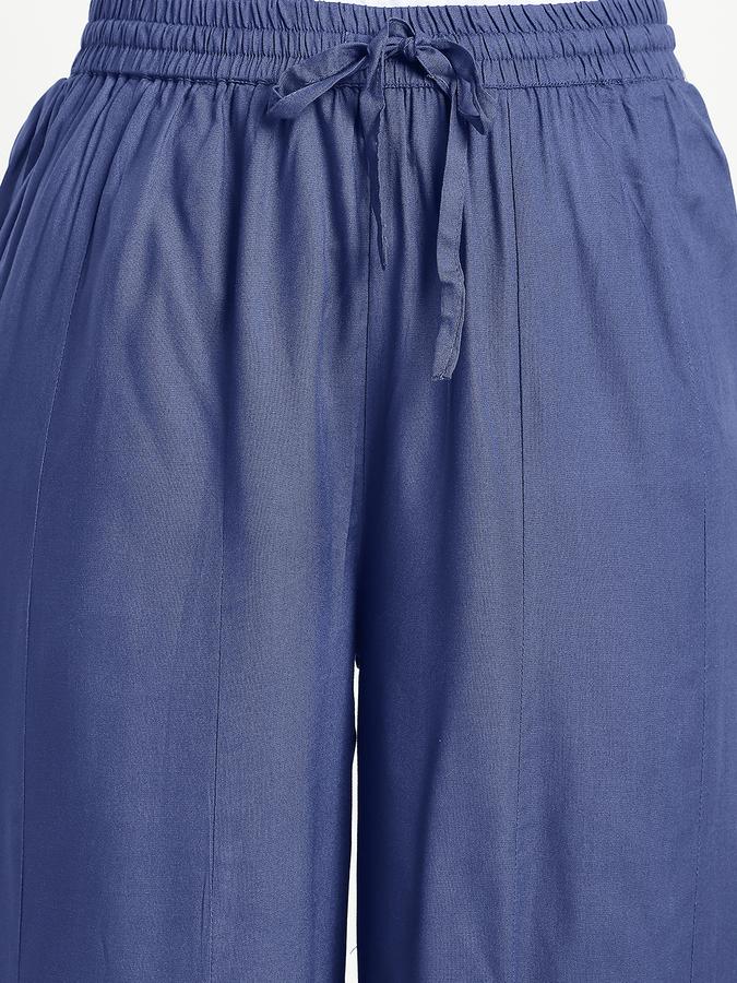 Women Cotton Wide Leg High Rise Solid Pants