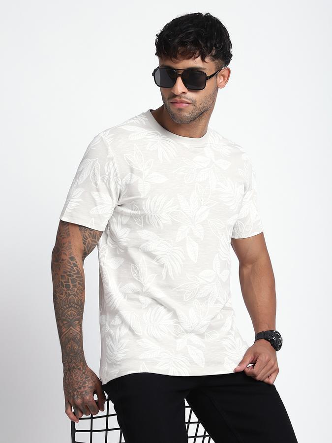 R&B Men's Light Grey Printed T-Shirt