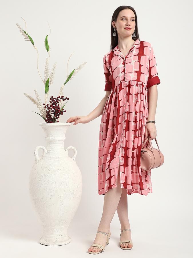 Women Viscose Printed Shirt Ethnic Dress