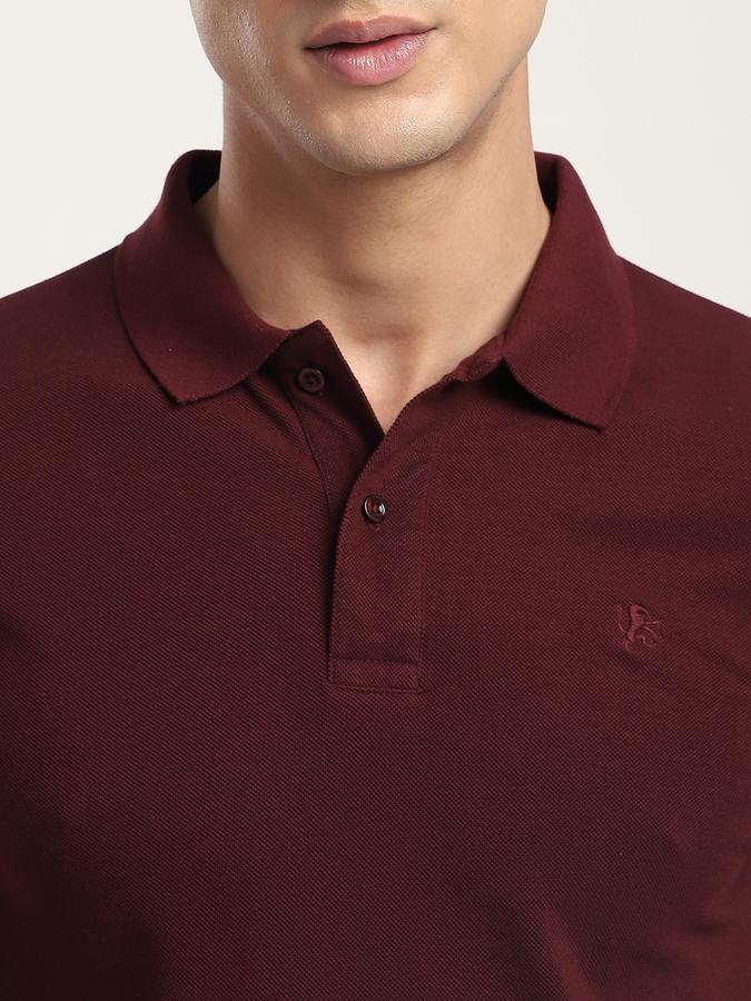 Men Cotton Blend Regular Fit Polo Neck Solid T-shirt
