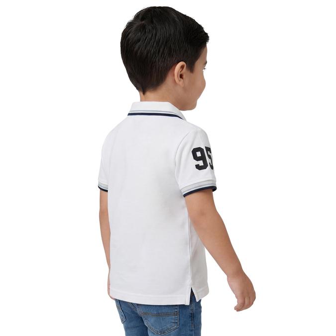 R&B Boy White Cotton Printed Polo Collar T-Shirt