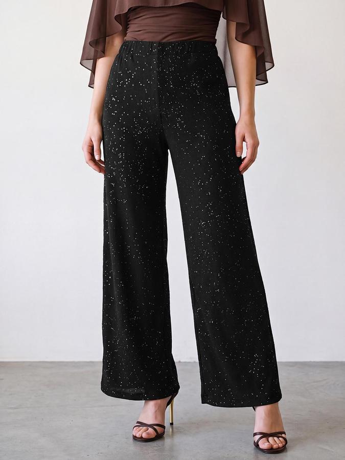 R&B Women Black Abstract Print Pure Polyester Pant
