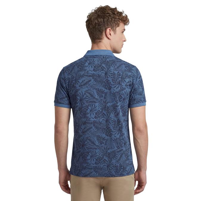 R&B Men Blue Cotton Printed Polo Collar T-Shirt
