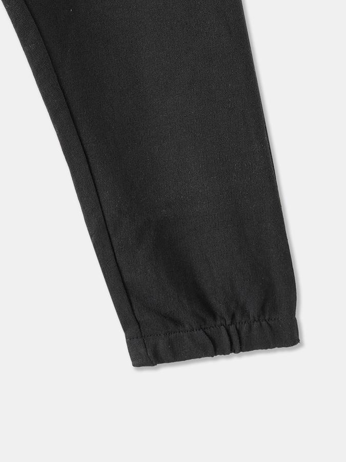 Girls Cotton Regular Fit Drawstring Waist Cuffed Hem Joggers