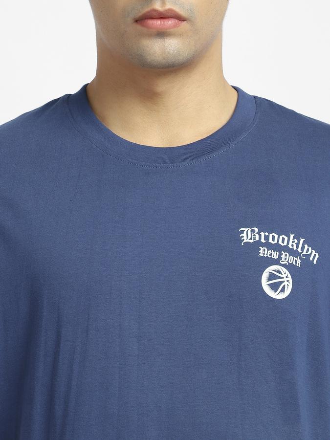 Men Cotton Relaxed Fit Crew Neck Graphic T-shirt