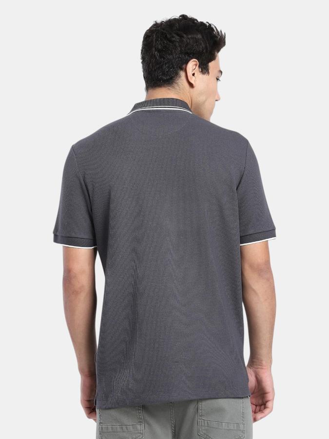 R&B Grey Solid Men Short Sleeve Polo T-shirt