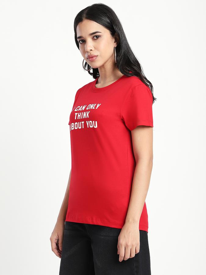 R&B Women Red Typography T-Shirt