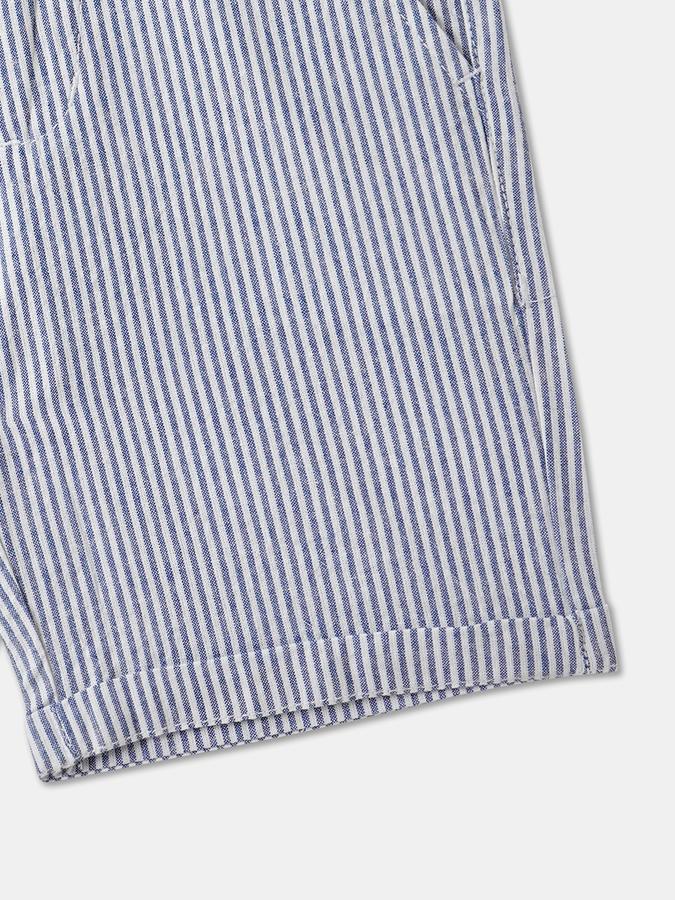 Boys Cotton Striped Mid Waist Clean Hem Shorts