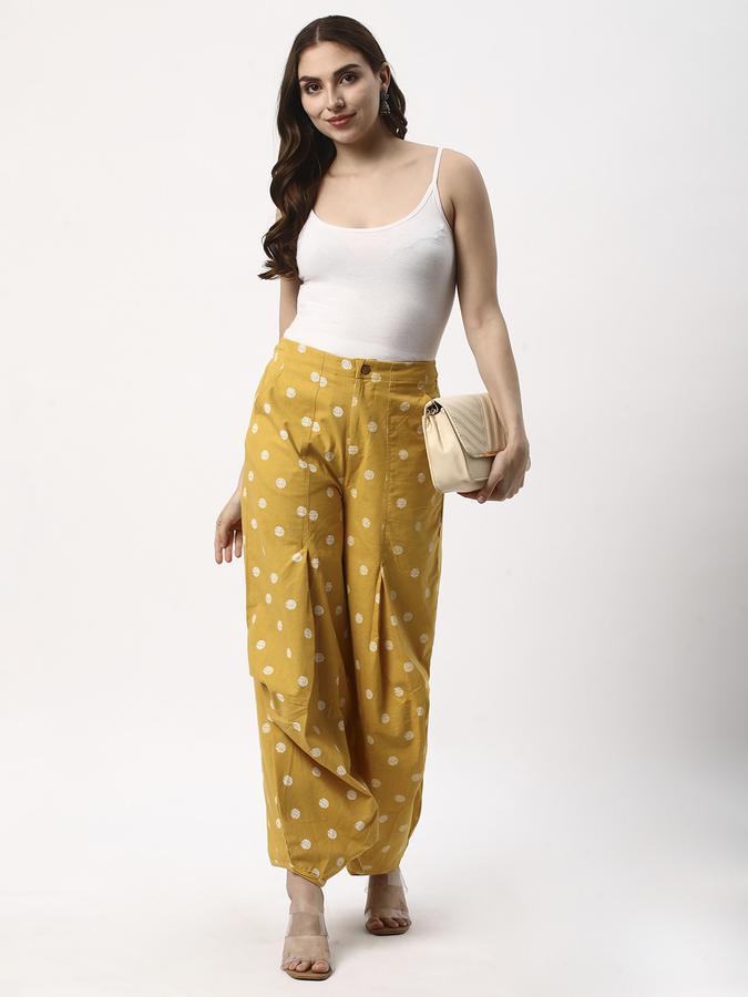 Women Cotton Harem Elasticated Waist Printed Trousers