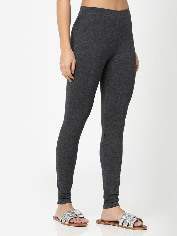 R&B Women Anthra Melange Solid Leggings