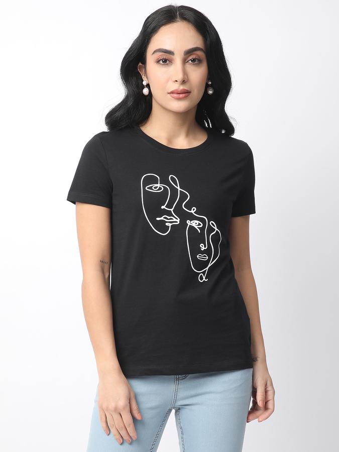 R&B Women Black Line-Art Print Line-Art Graphic T-Shirt