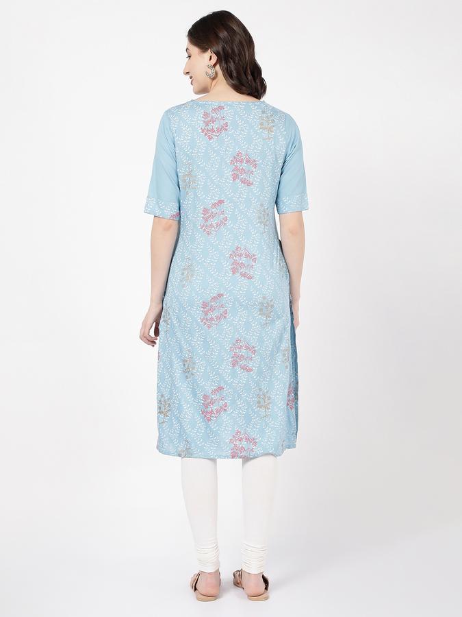 Women Floral Print Straight Kurta image number 3