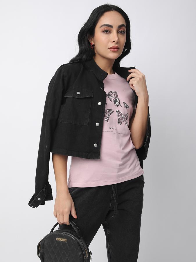 Women Cotton Relaxed Fit Crew Neck Graphic T-shirt