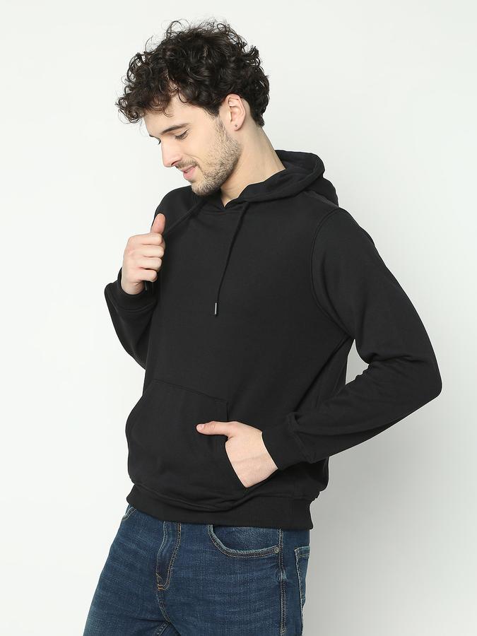 Men Fleece Regular Fit Hooded Solid Sweatshirt
