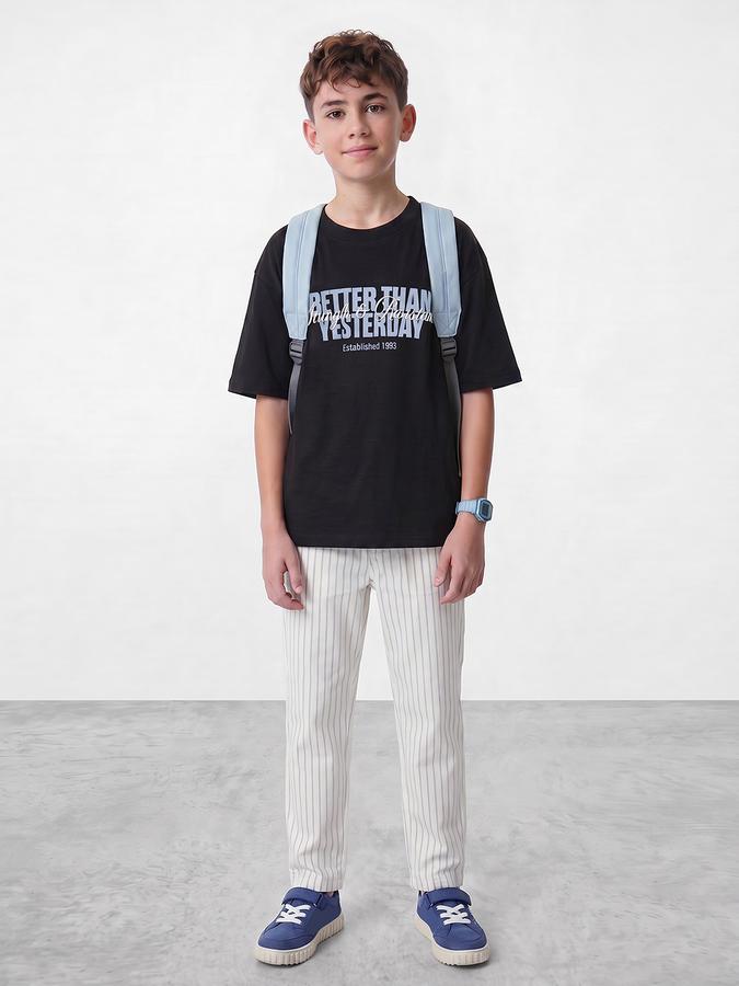 R&B Boys Blue Short sleeve Round Neck Urban Edit Typography Graphics Bold Graphic Pure Cotton T-Shirt