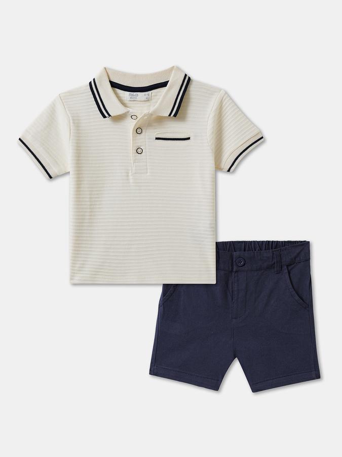 Boys Striped Polo T-shirt with Shorts Fashion Set