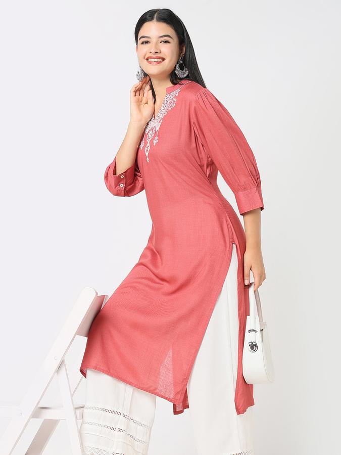 Women Embroidered Straight Kurta