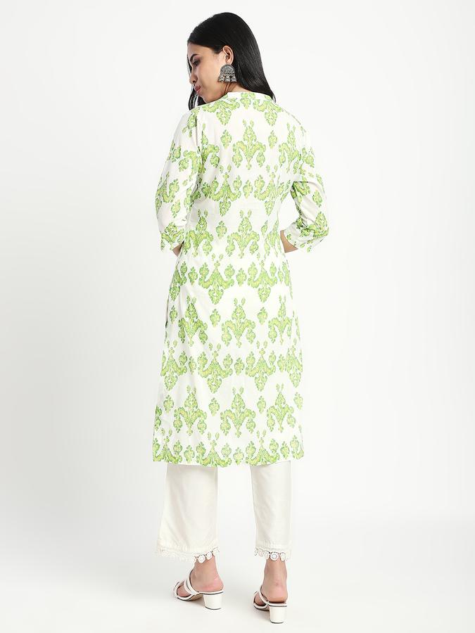 Women Viscose Regular Fit Mandarin Collar Printed Kurta
