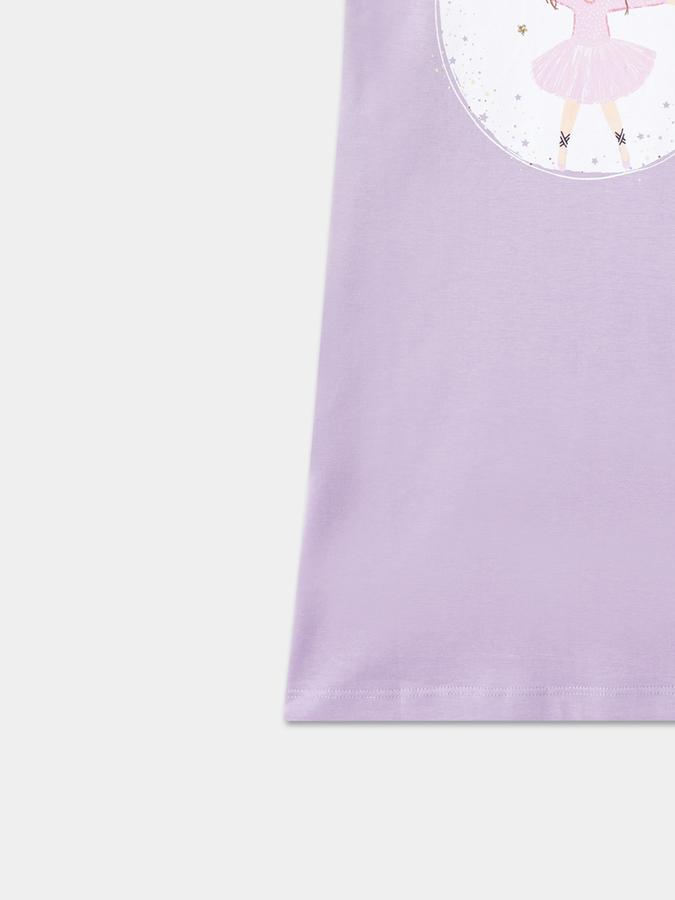 Girls Graphic Print Round-Neck Nightshirt image number 3