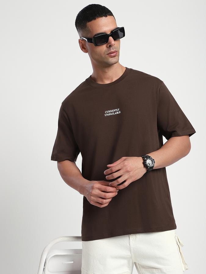 Men Cotton Relaxed Fit Crew Neck Typographic T-shirt