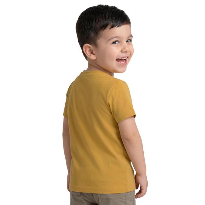 R&B Boy Yellow Cotton Printed Round Neck T-Shirt