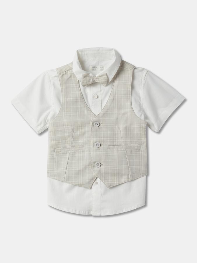 Boys Regular Fit Short Sleeve Spread Collar Shirt