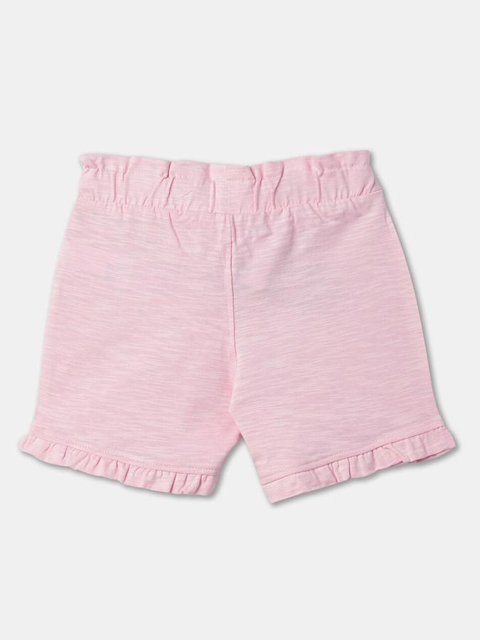Girls Cotton Regular Fit Paperbag Waist Clean Hem Shorts