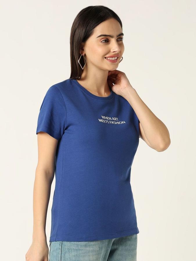Women Cotton Slim Fit Crew Neck Graphic T-shirt