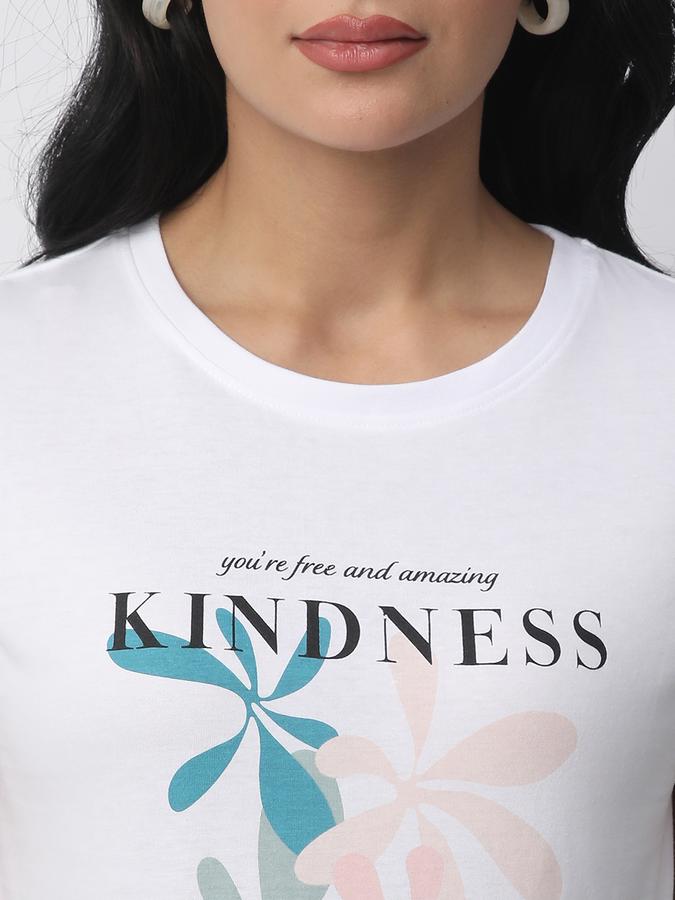 Women Cotton Regular Fit Crew Neck Graphic T-shirt